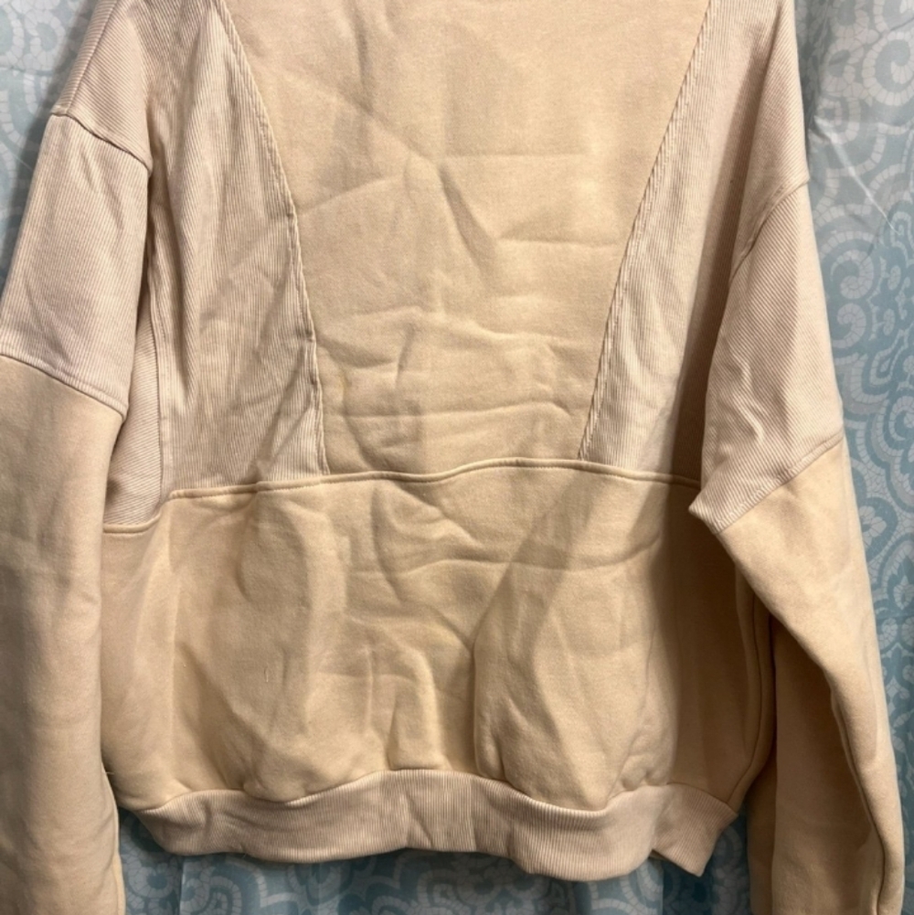 Nwot Apricot Mock Neck 1/2 Zip Oversized Fleece Sweatshirt S/M - Picture 9 of 9